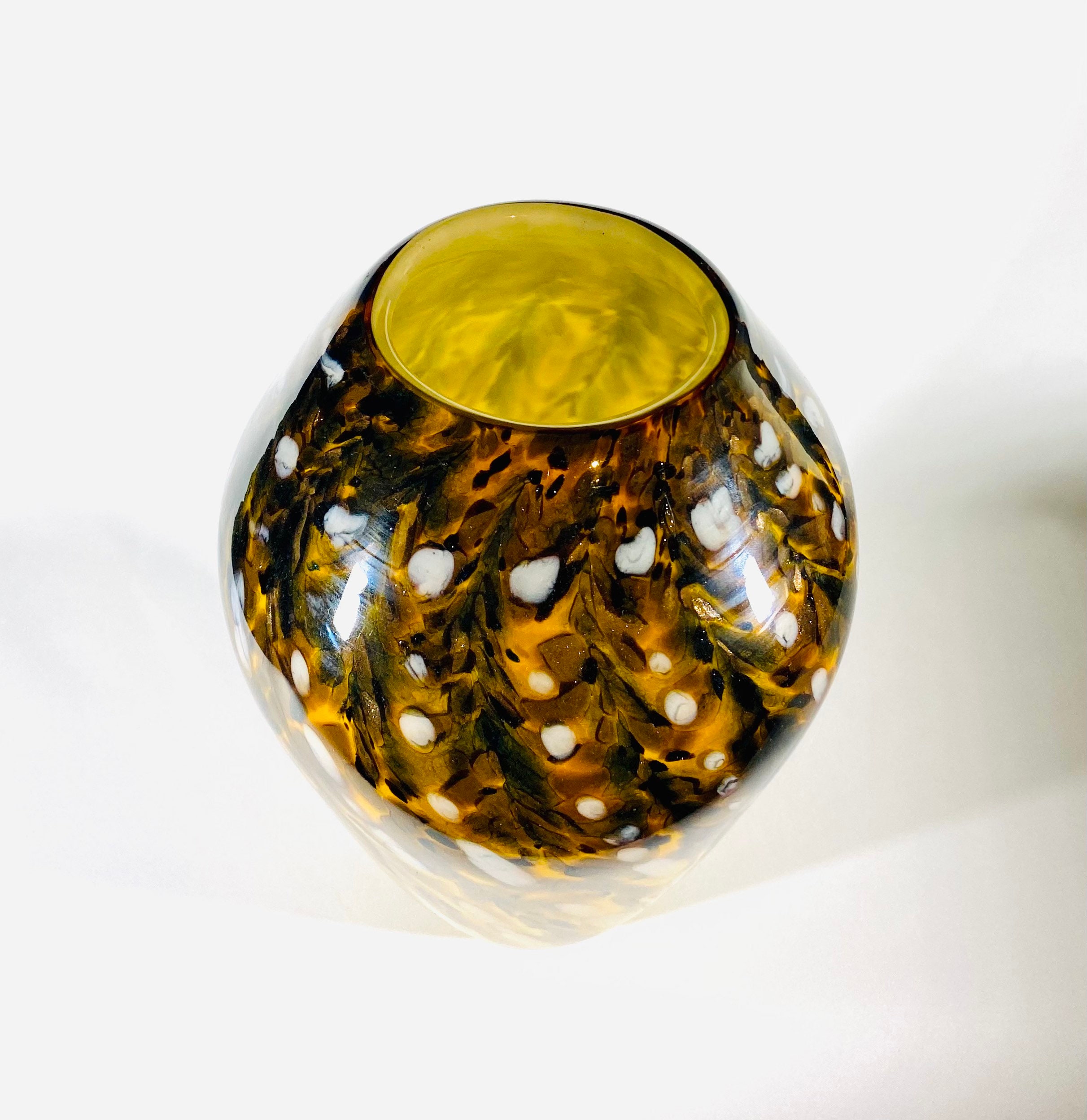 MCM Cased Tortoise Shell Art Glass Vase Etsy