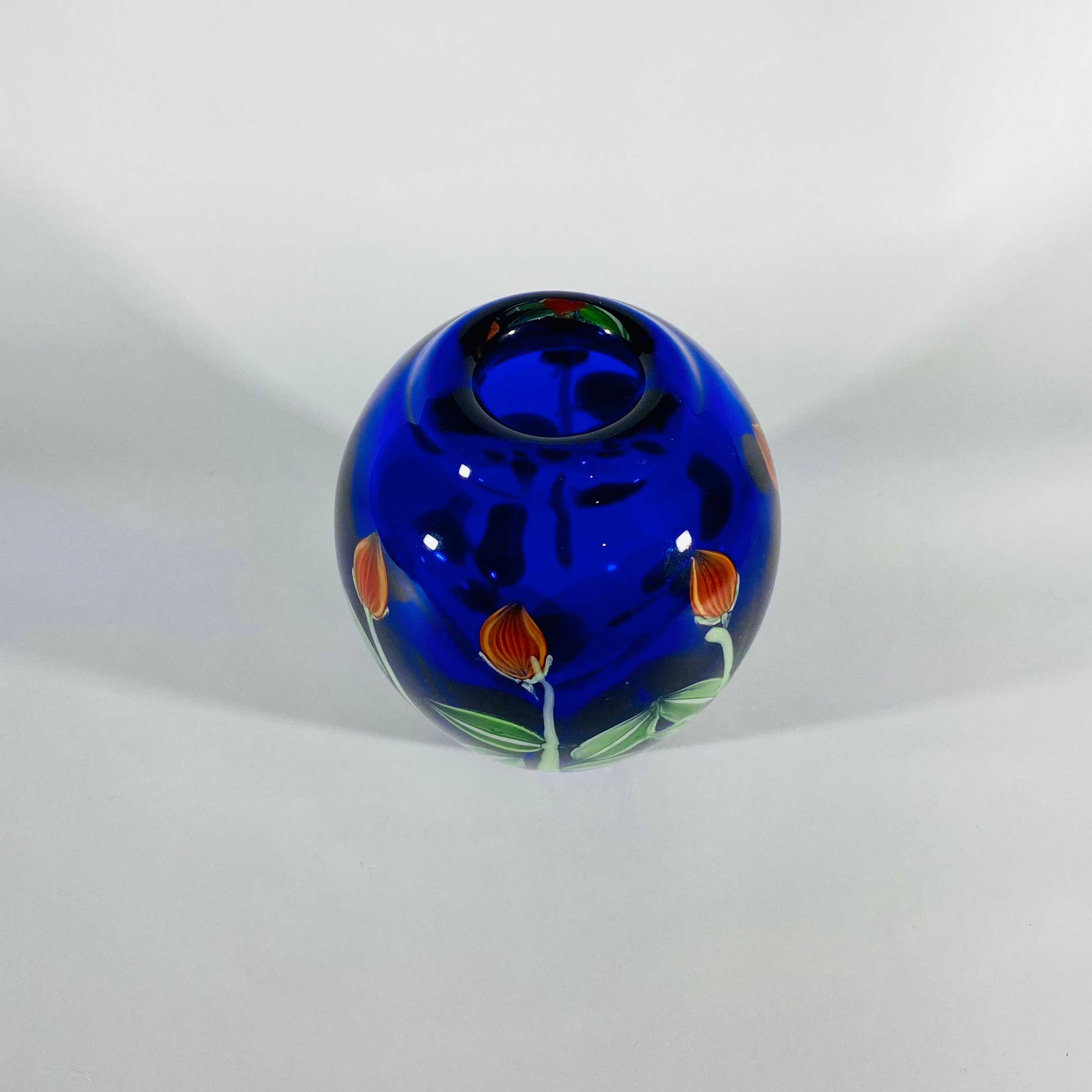 Azure Blue Heavy Cased Art Glass Vase Etsy UK