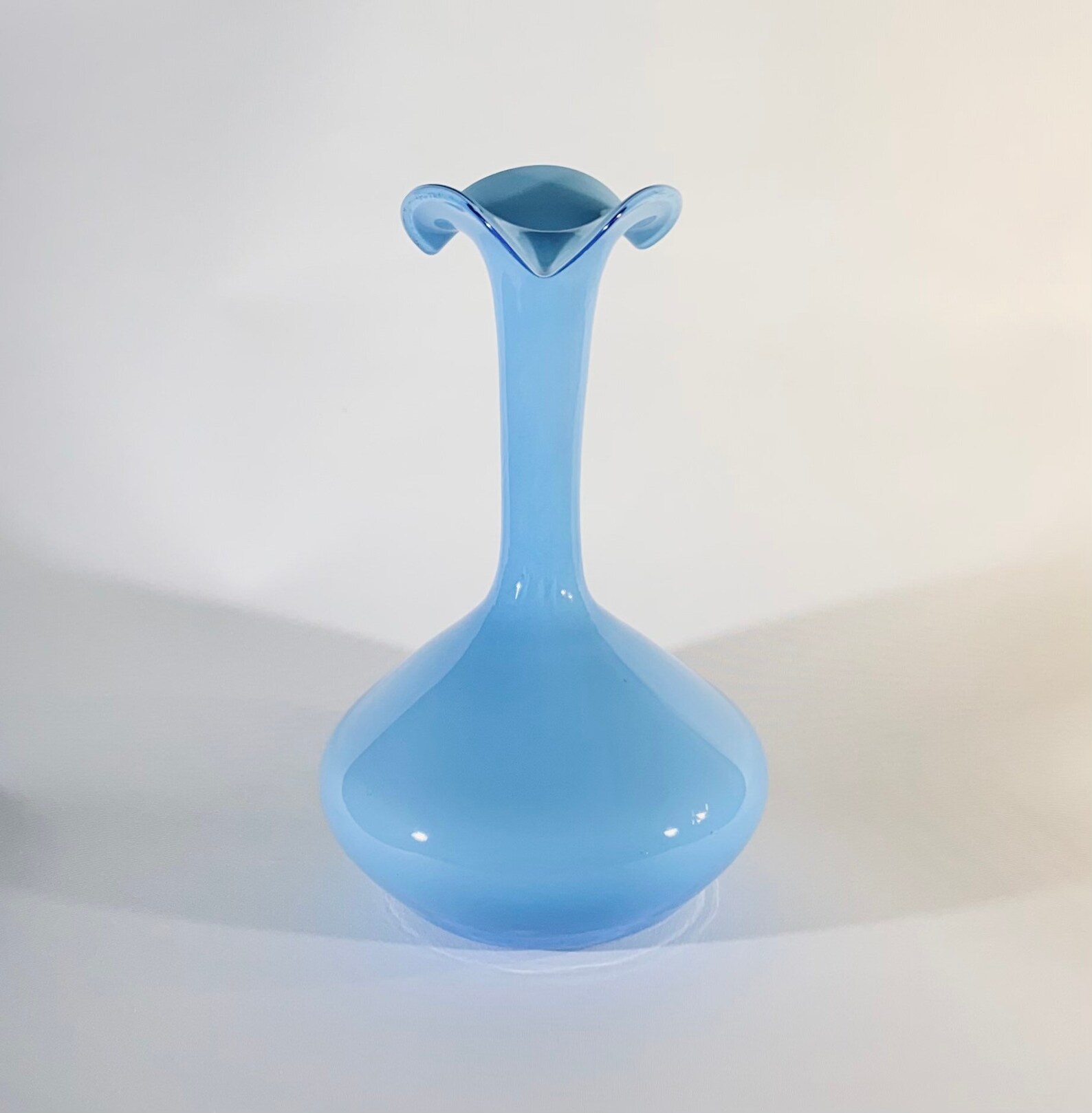 MidCentury Empoli Baby Blue Cased Glass Vase Etsy