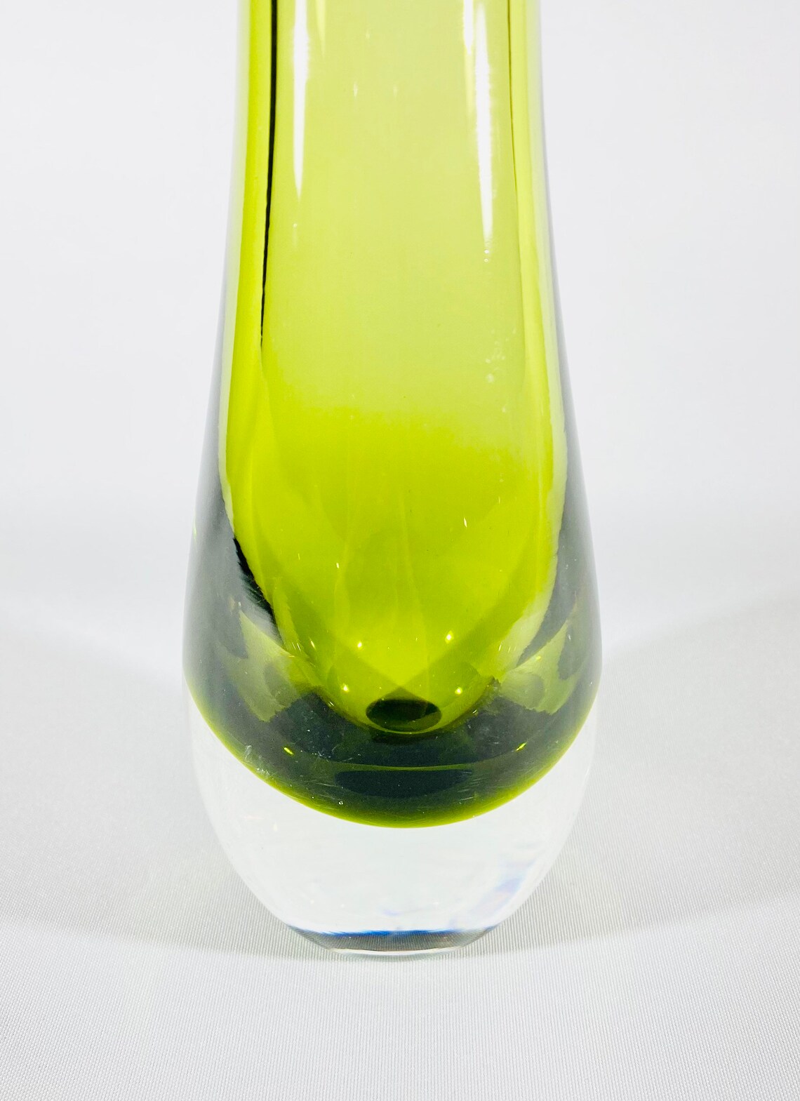 Light Tea Green Handblown Cased Glass Vase Etsy