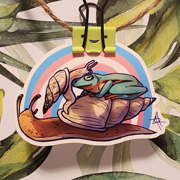 Transgender Pride Flag Frog Vinyl Sticker |  Laptop Sticker | Artist | Waterproof Sticker