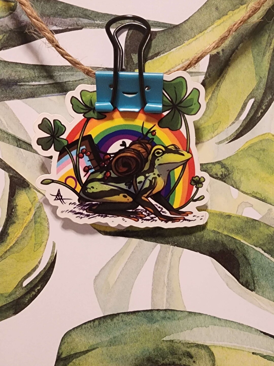 LGBTQIA2S+ Progress Pride Flag Frog Vinyl Sticker | Laptop Sticker ...