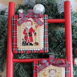 Father Christmas and Uncle Holly, primitive cross stitch pattern, PDF/DIGITAL cross stitch pattern, British, Christmas, Santa Claus