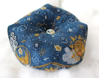 Starry Starry Night Biscornu, primitief kruissteekpatroon, pdf/digitaal patroon, maan, ster, hemels, zon, mysticus