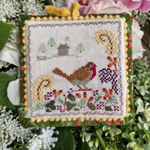 Robin&#39;s Christmas, Primitive cross stitch pattern, PDF/DIGITAL cross stitch, British cross stitch pattern, bird cross stitch pattern