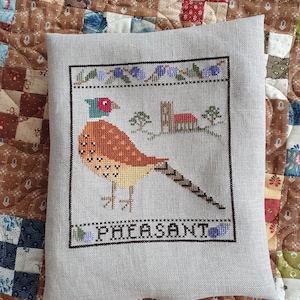 Faisán y Endrinas, patrón de punto de cruz PDF/DIGITAL, patrón de punto de cruz primitivo, patrón de punto de cruz de faisán, punto de cruz de iglesia