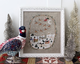 Happy Christmas to All, christmas cross stitch pattern, primitive cross stitch pattern, PDF/DIGITAL cross stitch pattern