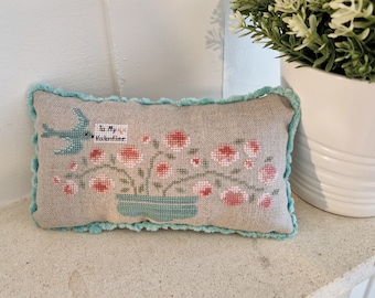 February Basket, Primitive cross stitch pattern, PDF/DIGITAL cross stitch pattern, peony cross stitch pattern, valentine cross stitch