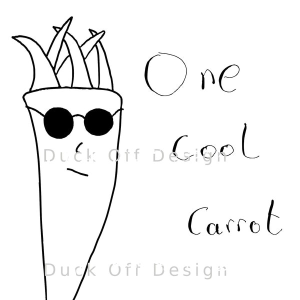 One Cool Carrot | Funky Veg | Digital Download | Hand Drawn | PNG