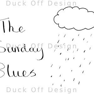 Der Sunday Blues |  Digitaler Download | Hand gezeichnete | Sublimation PNG