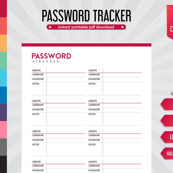 Password Log, Account Tracker, Digital Organizer, Login Journal, Password Book, Password Manager, Secure Planner, Password Diary