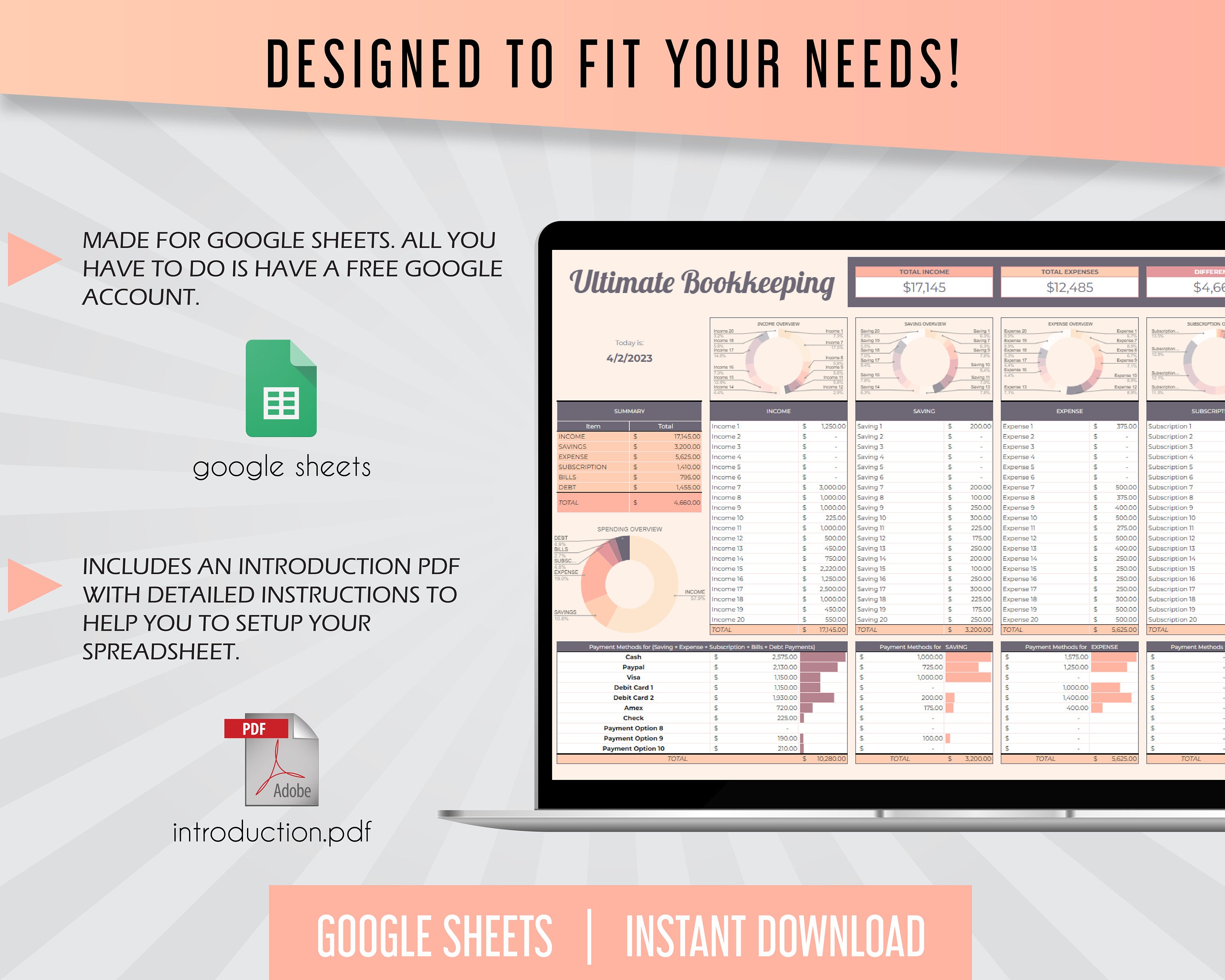 Bookkeeping Template, Bookkeeping Sheet, Small Business, Google Sheets ...