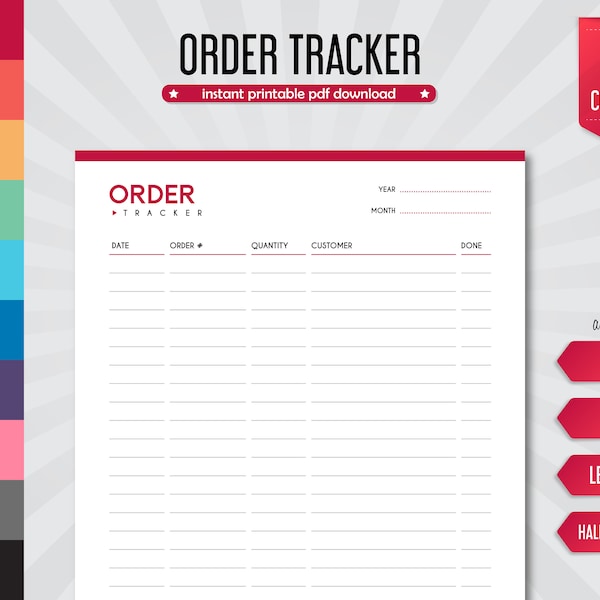 Order Tracker, Online Shopping, Shopping Tracker, Shopping Planner, Shipping Tracker, Online Purchase Log, Online Order, Shopping List