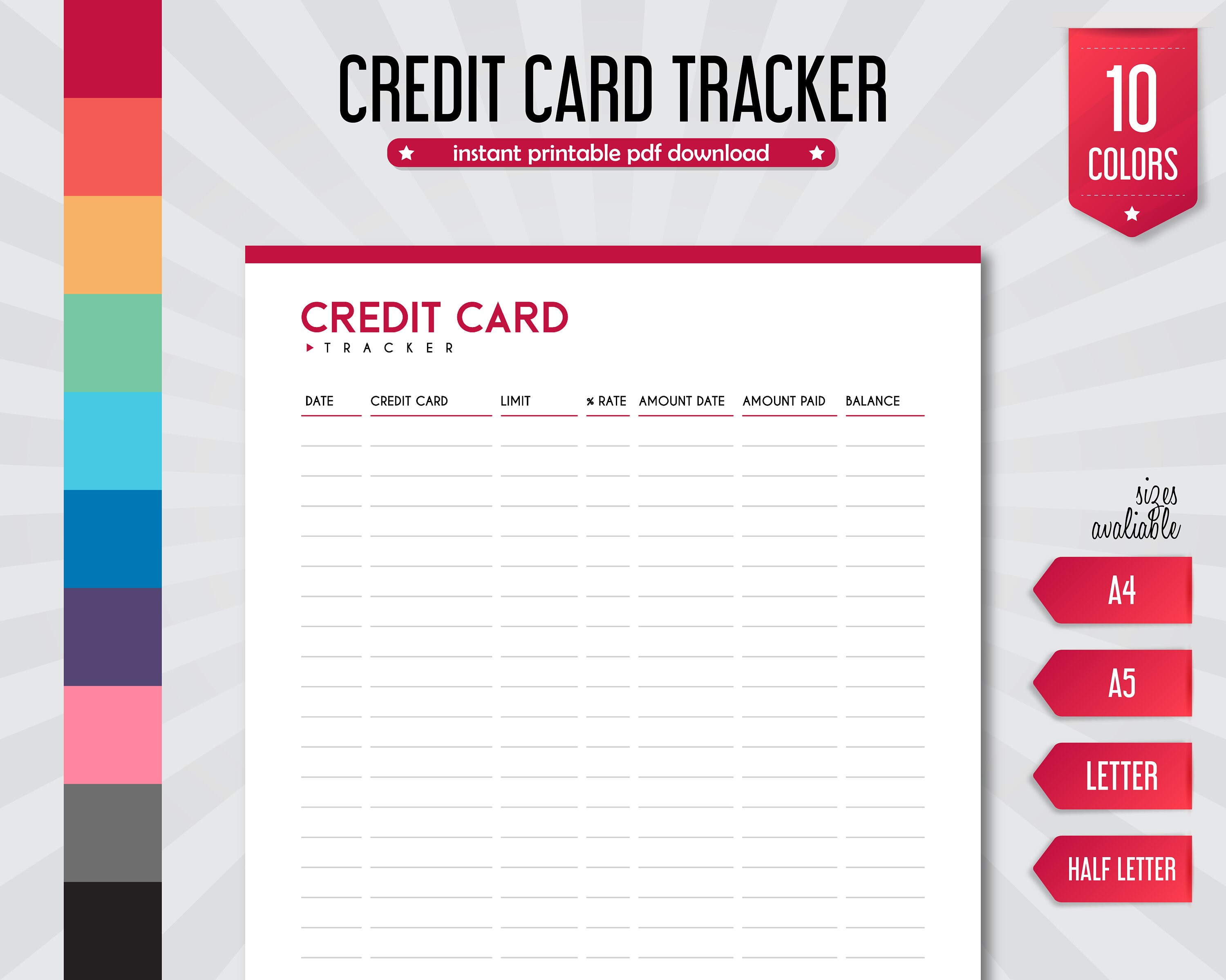 Credit Card Log - Etsy