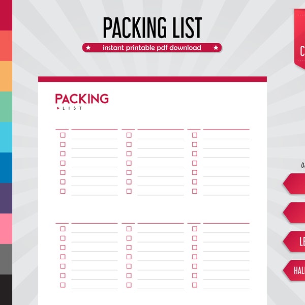 Packing List, Travel Necessities, Vacation Gear, Trip Checklist, Packing Essentials, Travel Organizer, Luggage Checklist, Holiday Must-Haves