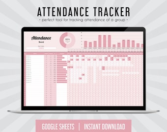 Attendance Tracker, School Attendance, Weekly Attendance Attendance Chart, Absence Tracker, Google Sheets, Spreadsheet Template, Spreadsheet