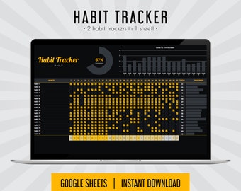 Habit Tracker, Ziel-Tracker, Tabelle, Google Sheets, Gewohnheit-Tracker, Zielplaner, Gewohnheit-Planer, Kalkulationstabelle, Excel-Vorlagen