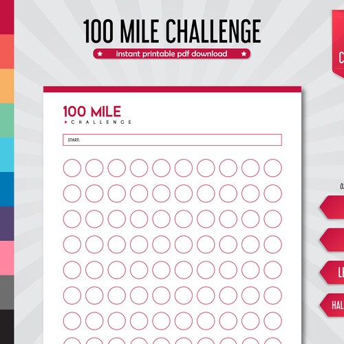100 Mile Walking/running Challenge Tracker Printable Workout - Etsy
