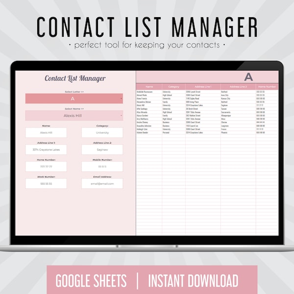 Google Sheet Contact Template - Etsy