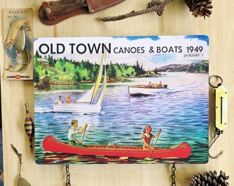 1949 OLD TOWN Canoes & Boat Sign with a 15" Canoe Paddle, or any other of your choice
