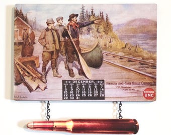1912 Remington-UMC Calendar ~ "Going In" Moose Hunting Sign with Rifle Cartridge