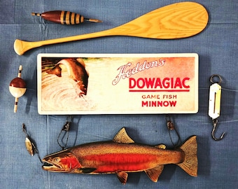 1912-1913 Heddon DOWAGIAC ~ Game Fish Minnow ~ White Box with Rare Bass