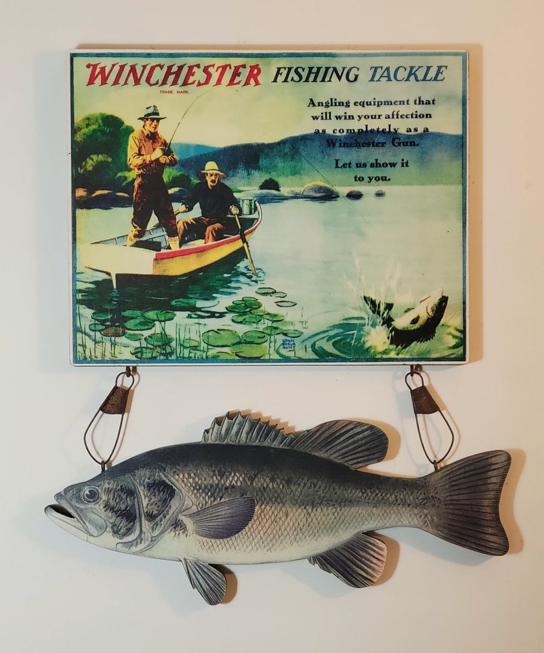 1930 WINCHESTER FISHING TACKLE Calendar Sign With a 16