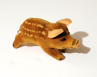 Steiff Velveteen Wild Boar Pig 4" glass eyes & curly tail