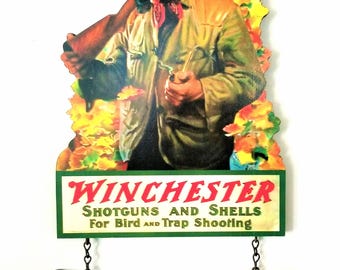 Winchester 1913 ~ Model 12 Old Man Smoking Pipe Die-Cut Sign