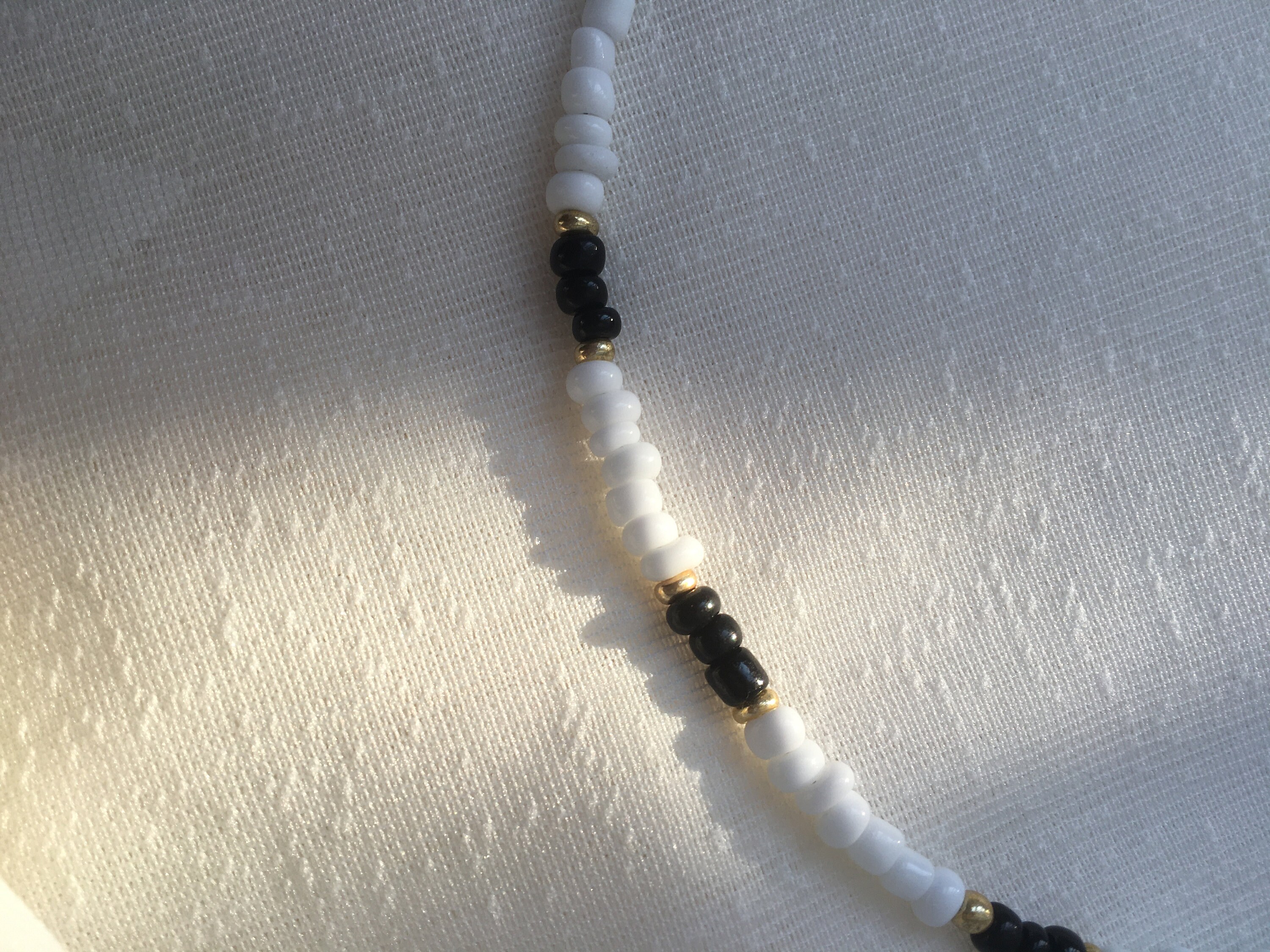 Black and White Beaded Necklace Etsy