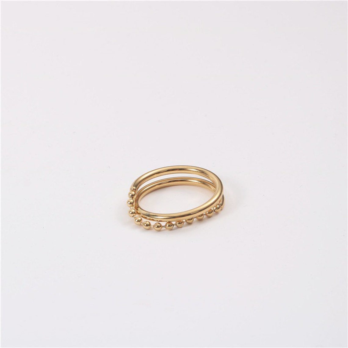 Anxiety Gold Ring 18K Gold Plated Gold Ring Bead Ring Delicate Etsy