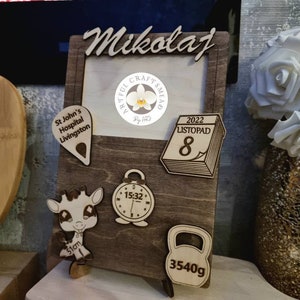 Personalized Baby Girl Boy Photo Picture Frame Metric, Keepsake Newborn Photo Frame Gift Wooden Baby Frame