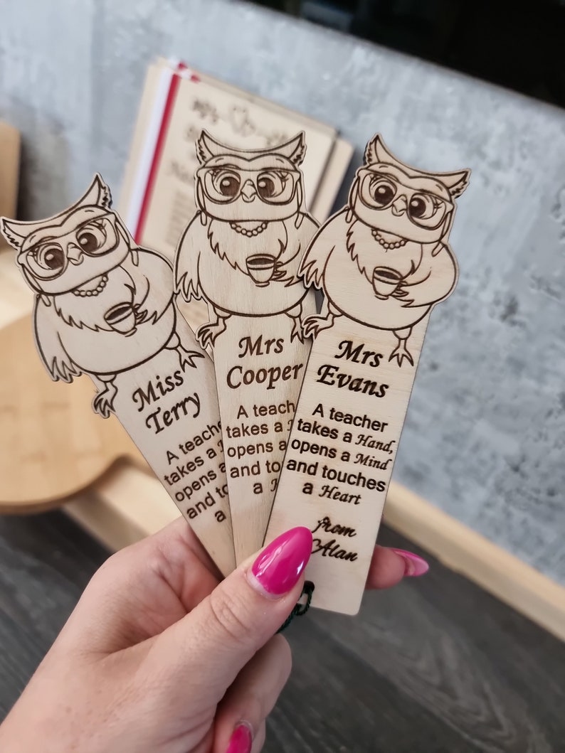 Personalised Wooden Bookmarks, Thank You Teacher Gift, Teaching ...