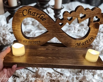 Personalised Wooden Exquisite Handcrafted Pine Wood Infinity Sign, Wedding Gift, Anniversary Gift, Valentines Gift, Love Gift with names
