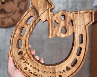 Personalized Wooden Horseshoe – Custom Engraved Birthday Gift