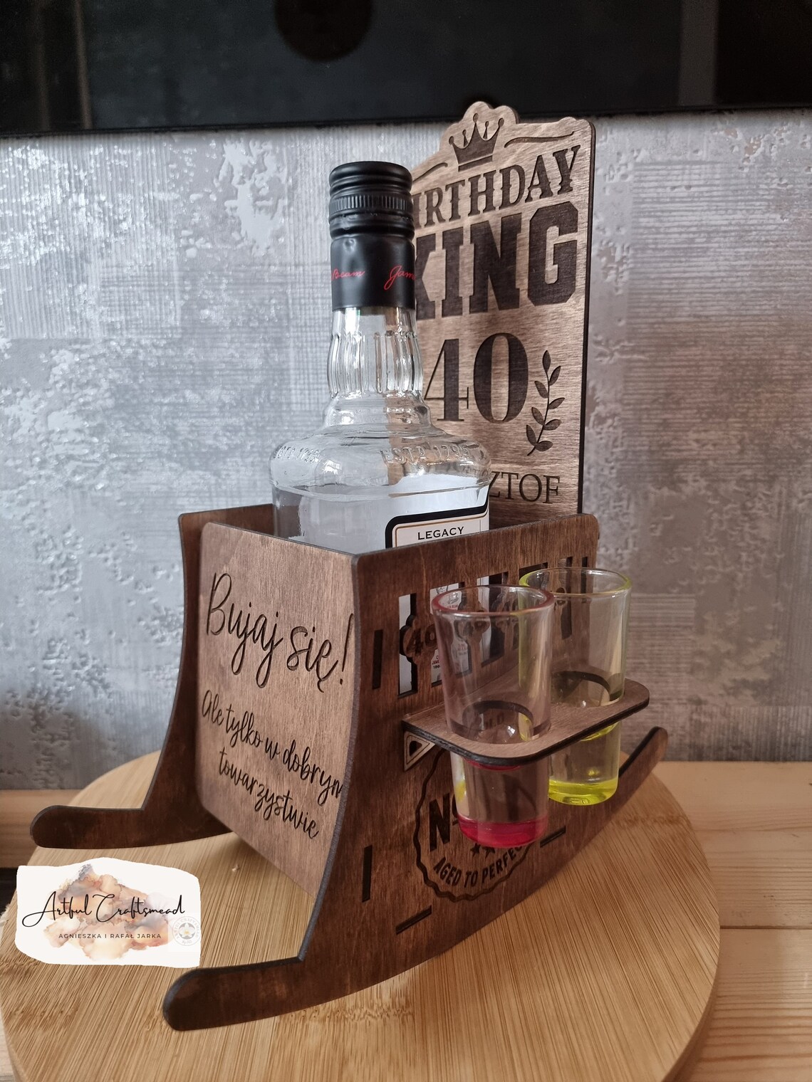 Liquor Rocking Personalized Engraved Rocking Chair, Rack Holder for Alcohol and ...