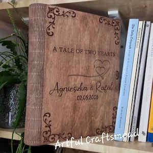 Personalized Wooden Book Box | Keepsake Memory Box Gift | Wedding, Anniversary, Valentine&#39;s Day | Looks Like a Real Book!