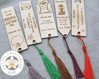 Personalised bookmarks, Thank You Teacher Gift, Teaching Assistant Gift, Appreciaton Gift, Wooden Bookmarks, Engraved Bookmarks