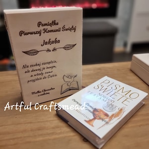 Solid Wood Bible Box, Personalised For First Holy Communion, Baptism, Confirmation, Keepsake and Perfect Unique Gift