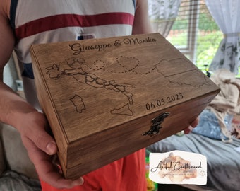 Keepsake Wedding Box, Adventure, World Map Box, Travel, Decorative, Personalized Box, Memory Box, Wedding Gift, Wooden Box Anniversary Map