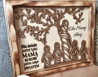 Family Life Tree, Mother's Day Family Tree, Mother Children Gift, Wood Sign Mother's Day Tree of Life, Mum Mothers Grandmas Birthday Gift,
