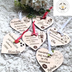 Personalised Wood Heart, Pendant Car, Plaque, Gift For Him, Gift For Her, Love Gift, Driver Gift, Wooden Hanging Heart