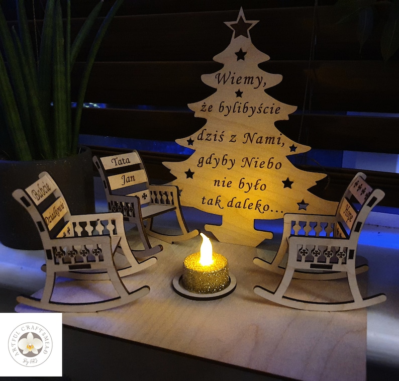 Personalised Wooden Christmas Candle Memorial Display Rocking Etsy Canada