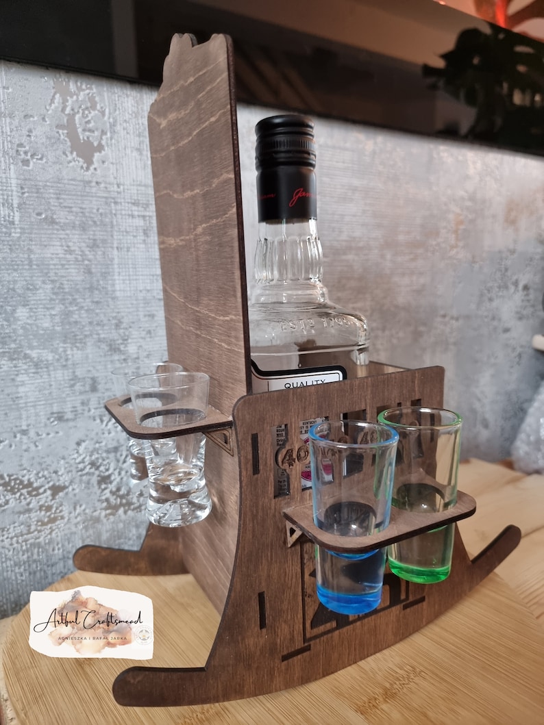 Liquor Rocking Personalized Engraved Rocking Chair, Rack Holder for Alcohol and ...