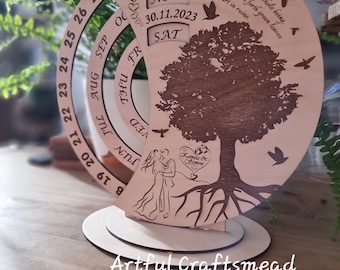 Personalised Wooden Perpetual Calendar, Wedding Gift, Anniversary Gift,  Standing Calendar,  Home Decor, Groom Bride Newlyweds, Gift Couple