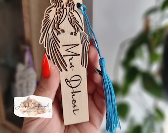 Gepersonaliseerde gegraveerde houten bladwijzer, cadeau voor een boekenliefhebber, moeder vader cadeau, verjaardagscadeau voor vriend, aangepaste bladwijzer, pensioencadeau,
