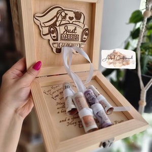 Boîte de mariage en bois personnalisée, une façon unique de donner de l'argent comme cadeau de mariage, notre présentoir en argent comprend votre message personnalisé,