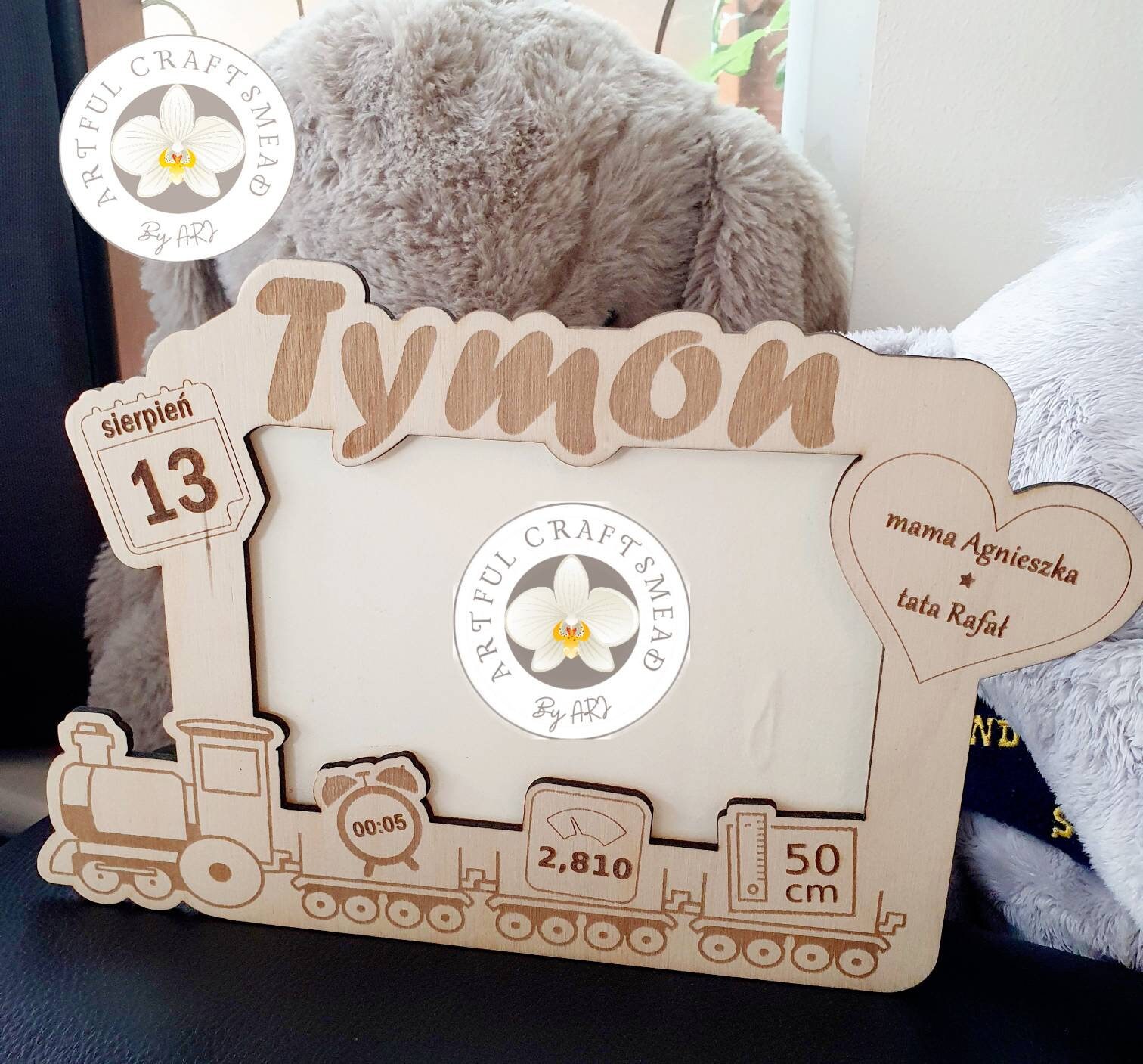 Wooden Photo Frame With Certifikate Metric Child Kids Baby ...