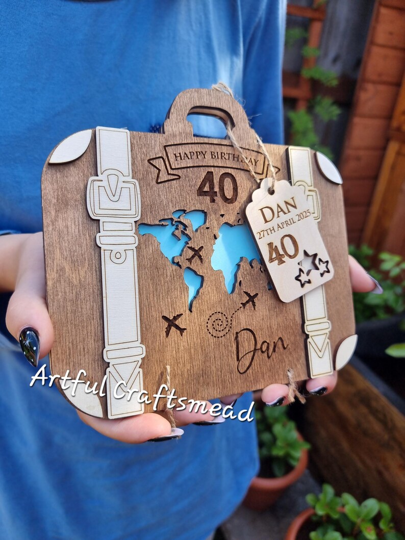 Personalized Birthday Card With Money Holder, Suitcase Shape Card ...
