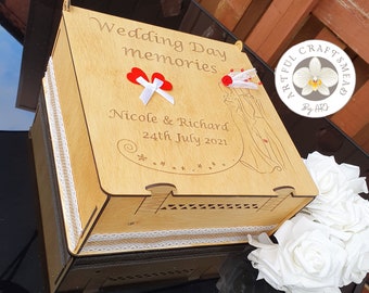 Personalised Couples Memory Keepsake Box, Wooden Keepsake Box, Personalized Engraved Gift Box, Wedding Memory Chest, Jewelry or Photo Box,